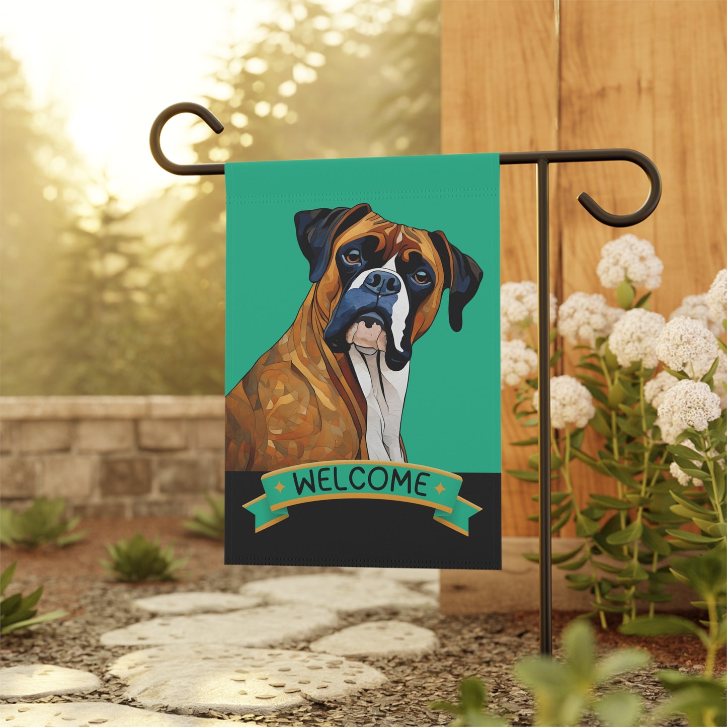 Boxer (Brindle) Welcome 2-Sided Garden & House Flag/Banner