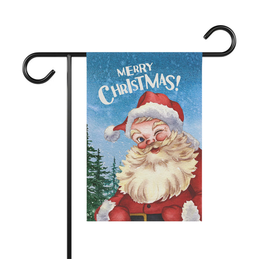 Merry Christmas Winking Santa 2-Sided Garden & House Banner