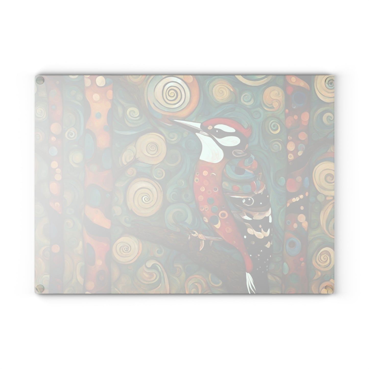 Mountain Forest Woodpecker Tempered Glass Cutting Board