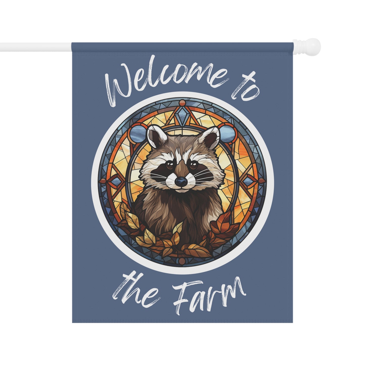 Welcome to the Farm Raccoon 2-Sided Garden & House Flag/Banner