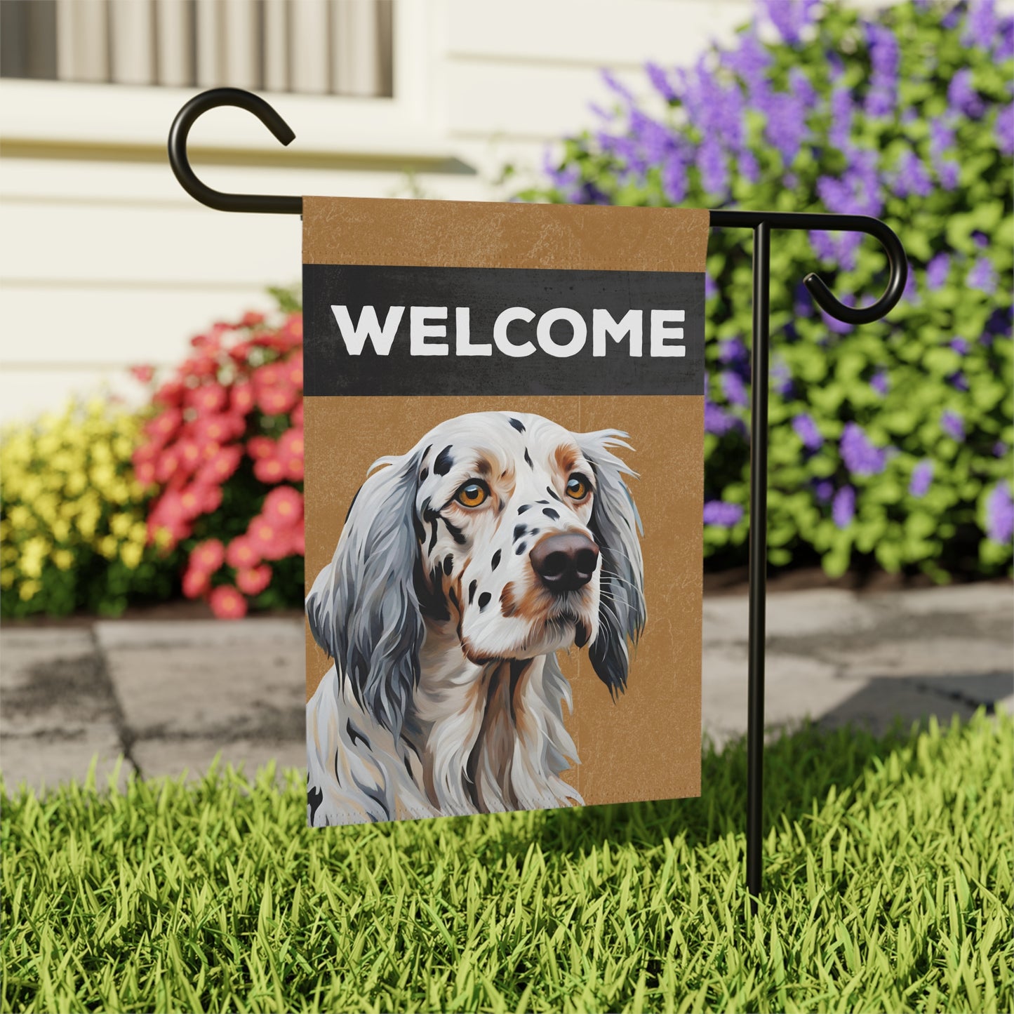 English Setter Welcome 2-Sided Garden & House Flag/Banner