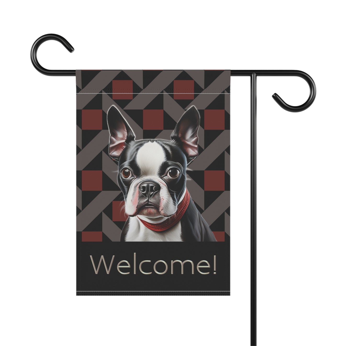 Boston Terrier Welcome 2-Sided Garden & House Flag/Banner