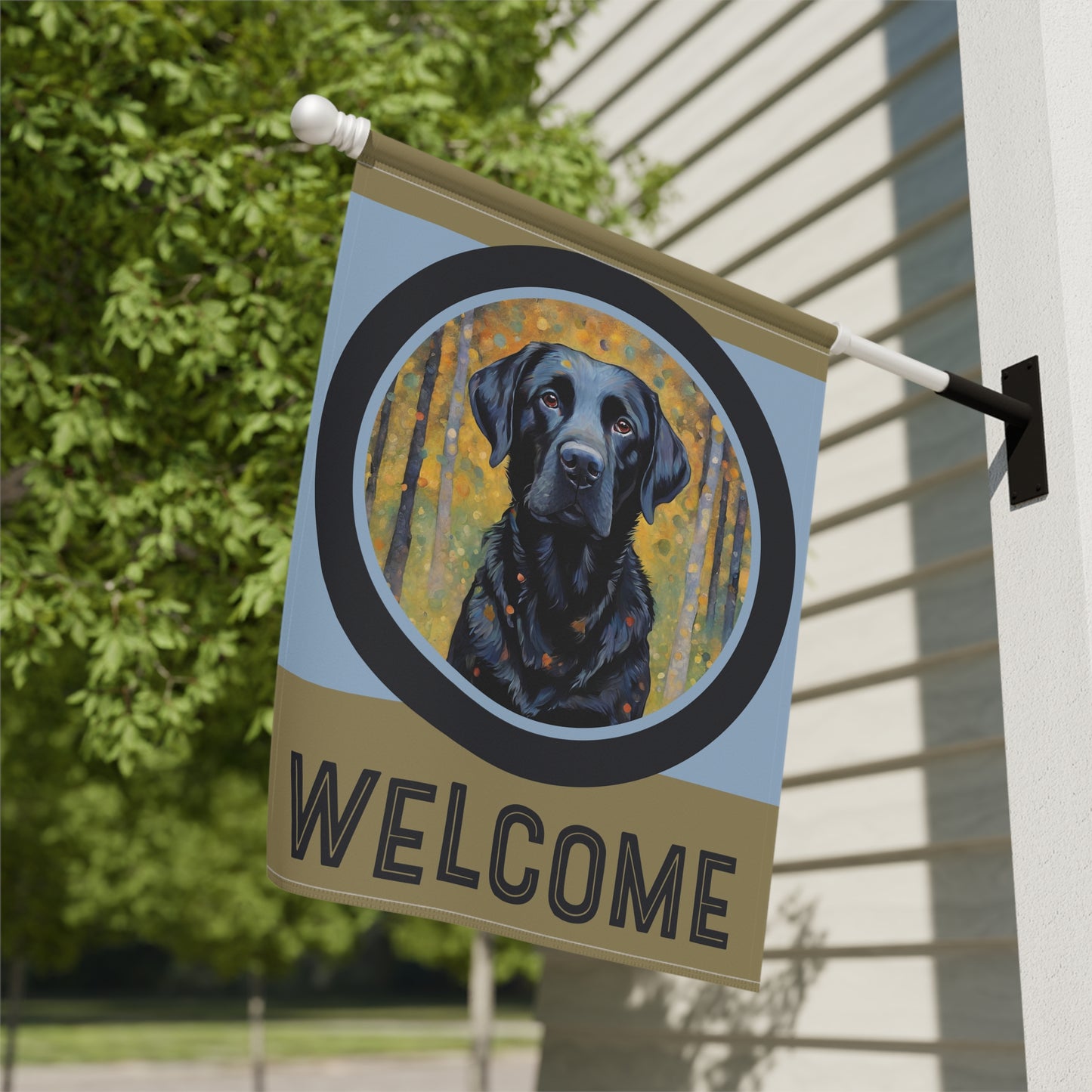 Black Labrador Welcome 2-Sided Garden & House Flag/Banner