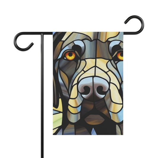 Black Lab Face Stained Glass Look 2-Sided Garden & House Flag/Banner