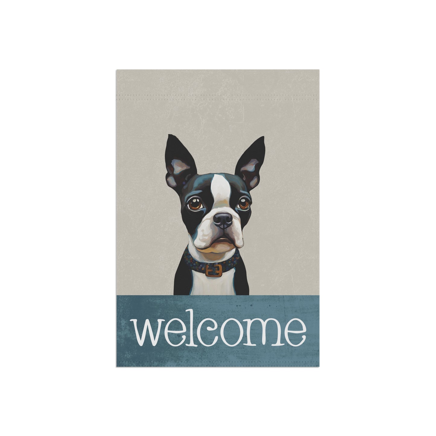 Boston Terrier Welcome 2-Sided Garden & House Flag/Banner