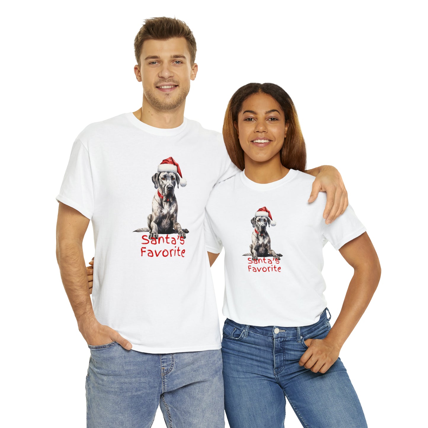 Santa's Favorite Great Dane Unisex Heavy Cotton Tee