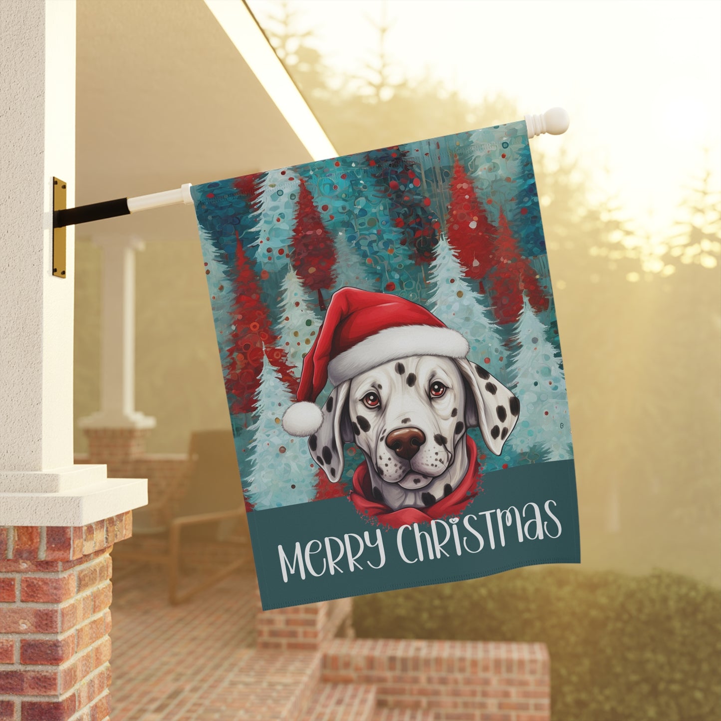 Dalmatian Merry Christmas 2-Sided Garden & House Flag/Banner