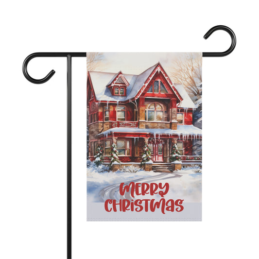 Merry Christmas Red House Garden & House Banner