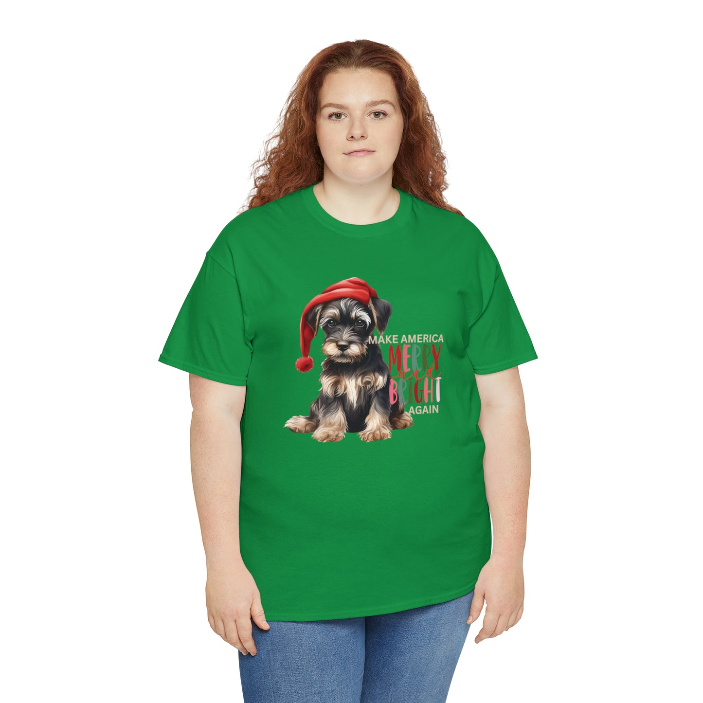 Santa Dog Make America Merry & Bright Again Unisex Heavy Cotton Tee