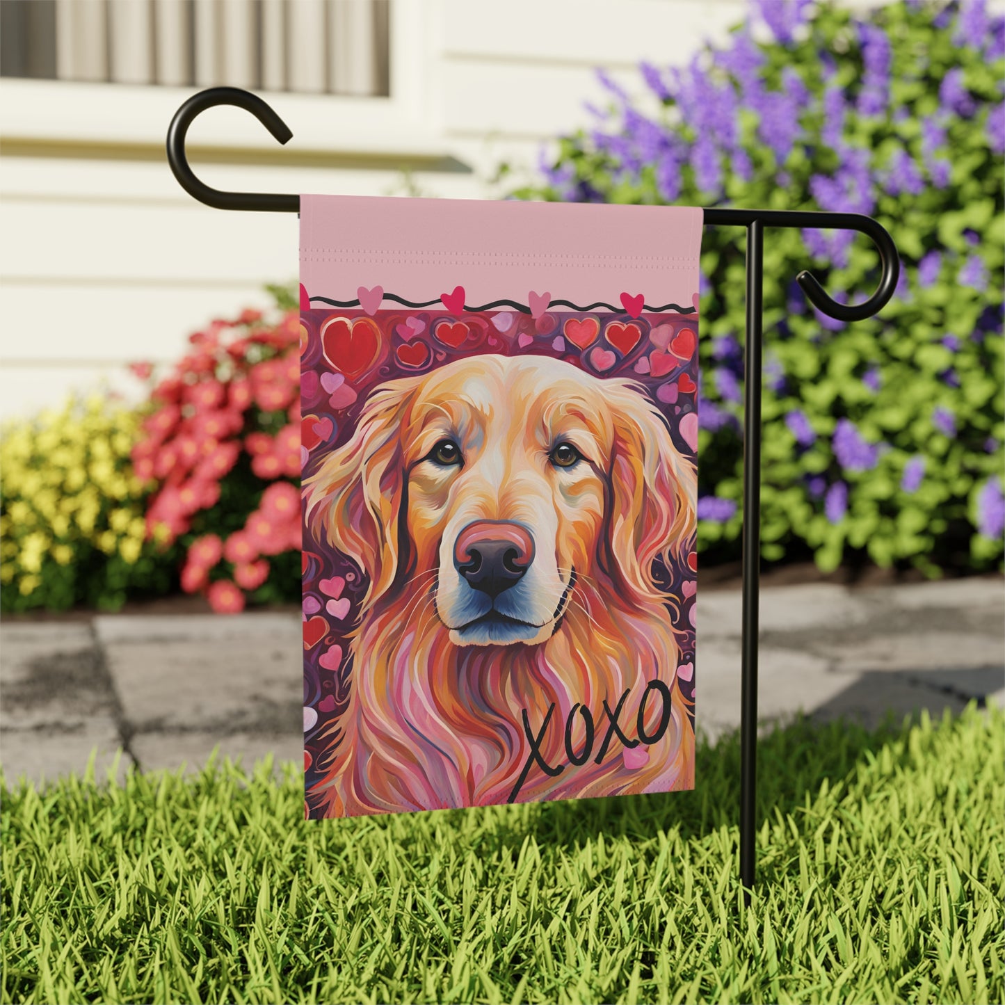 Golden Retriever Valentine 2-Sided Garden & House Flag/Banner