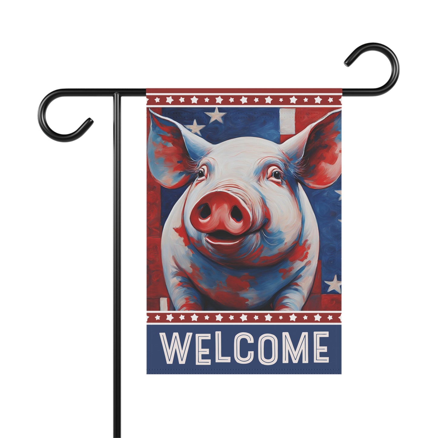 All American Pig Welcome 2-Sided Garden & House Flag/Banner