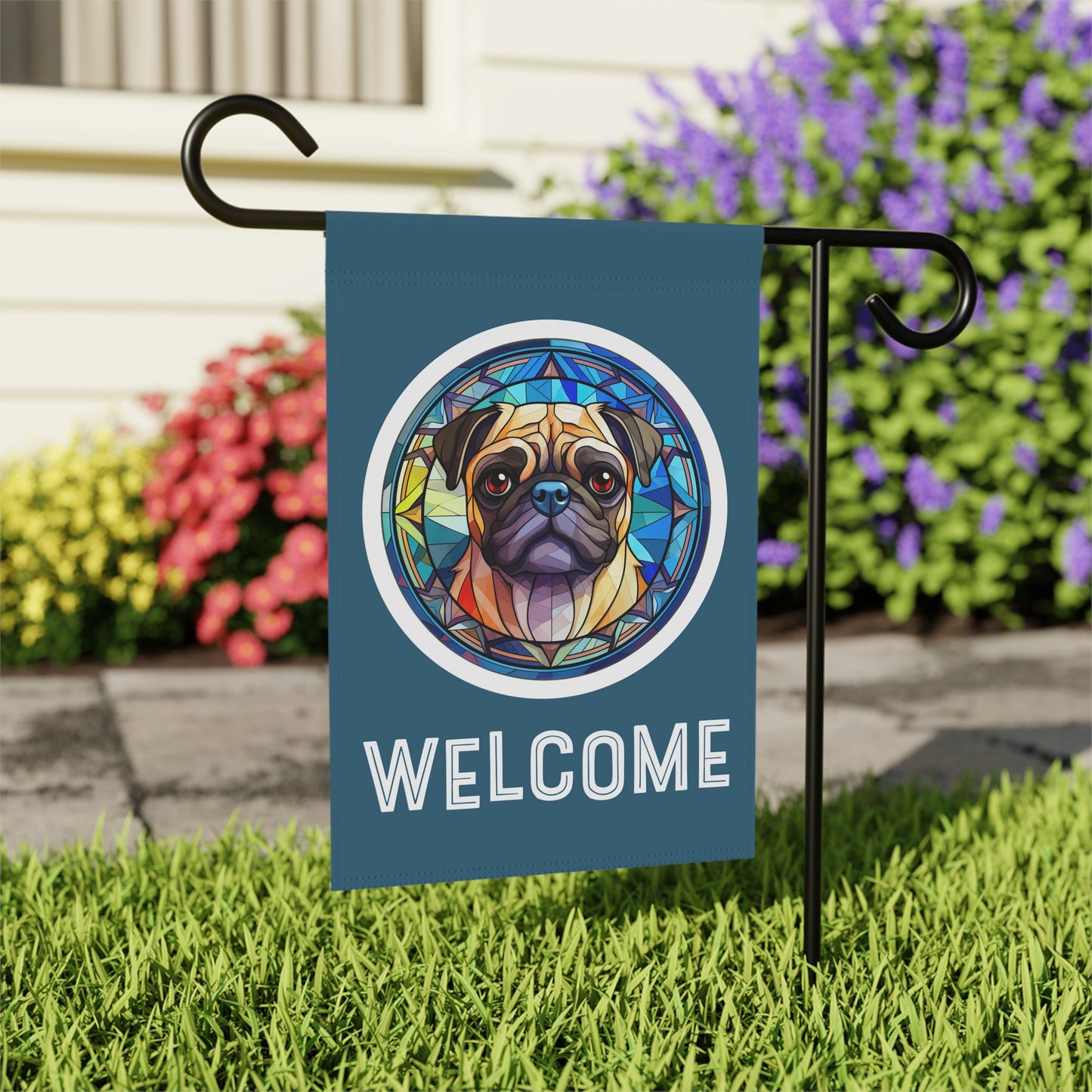 Pug Welcome 2-Sided Garden & House Flag/Banner