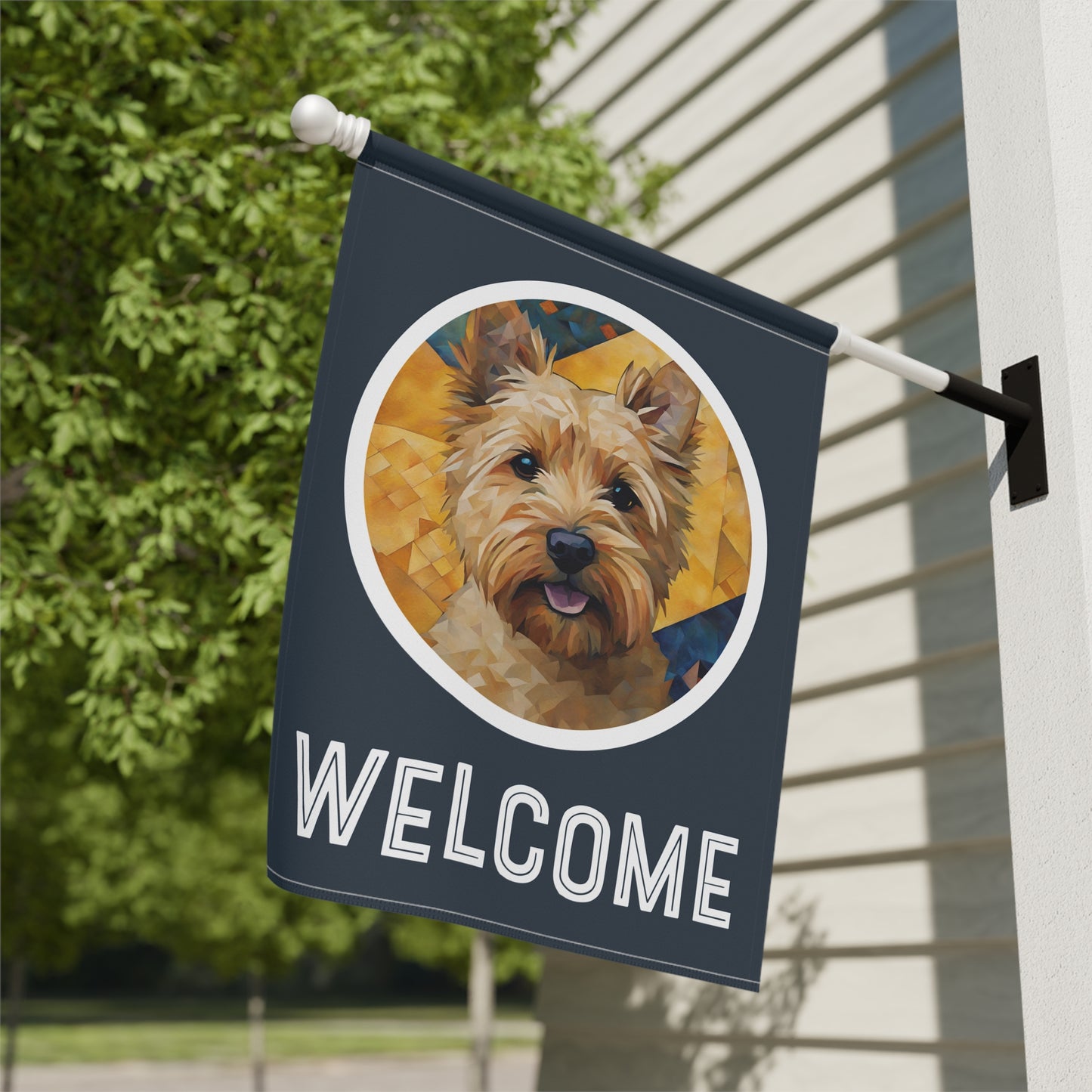 Norwich Terrier Welcome 2-Sided Garden & House Flag/Banner