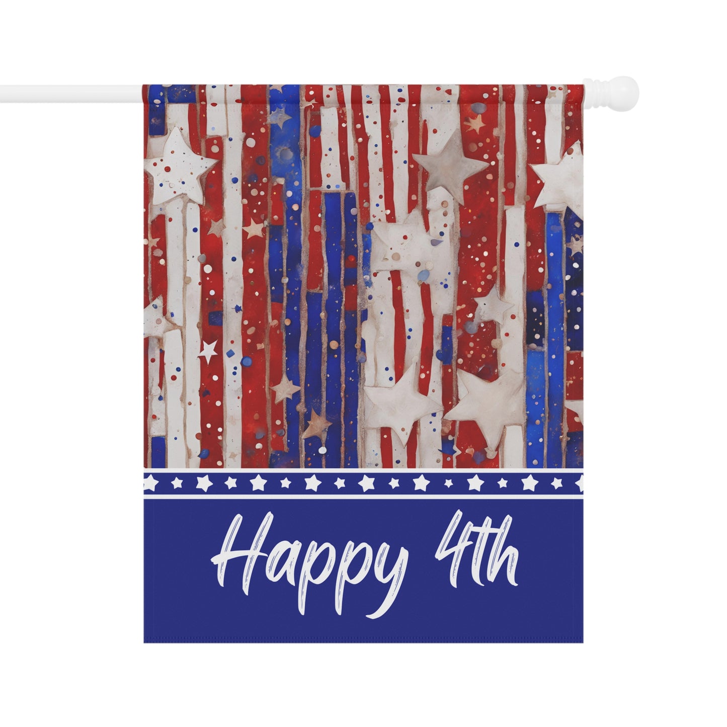 Happy 4th 2-Sided Garden & House Flag/Banner