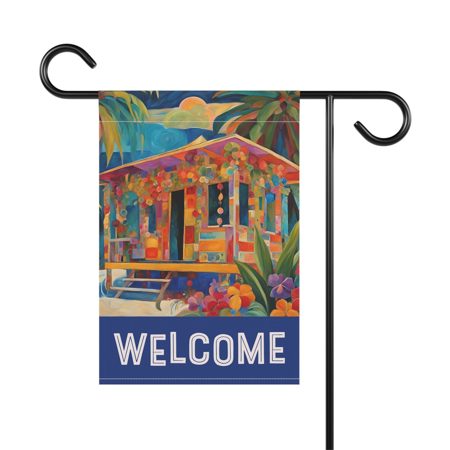 Tropical Hideout Welcome 2-Sided Garden & House Flag/Banner