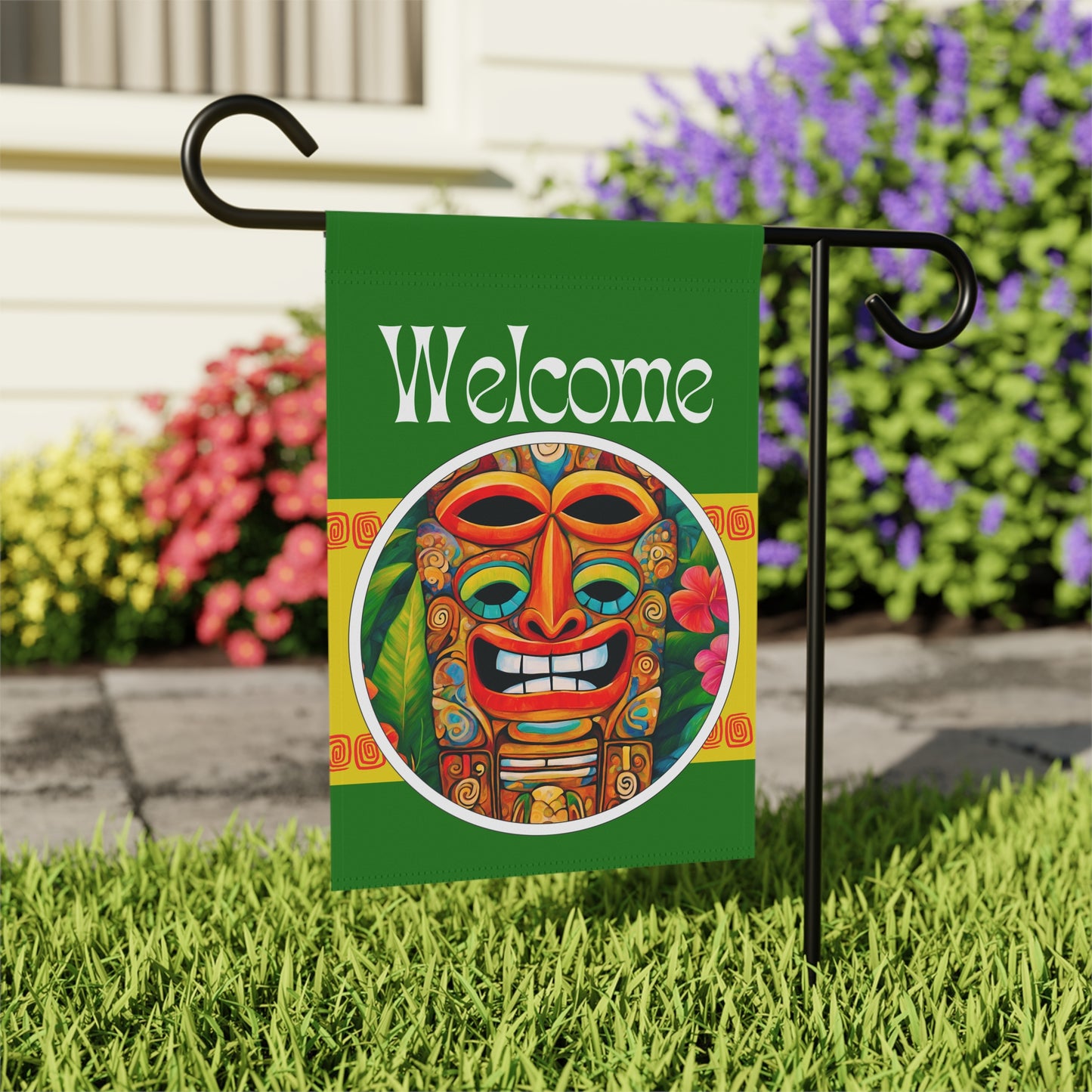 Tiki Sees All Welcome 2-Sided Garden & House Flag/Banner