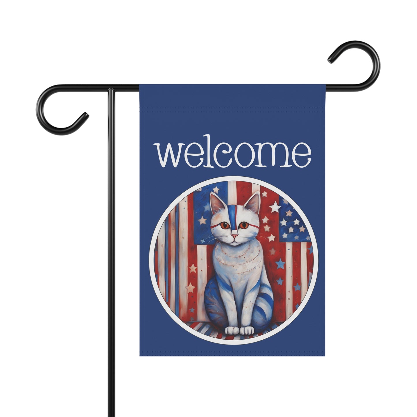 Patriotic Cat Welcome 2-Sided Garden & House Flag/Banner