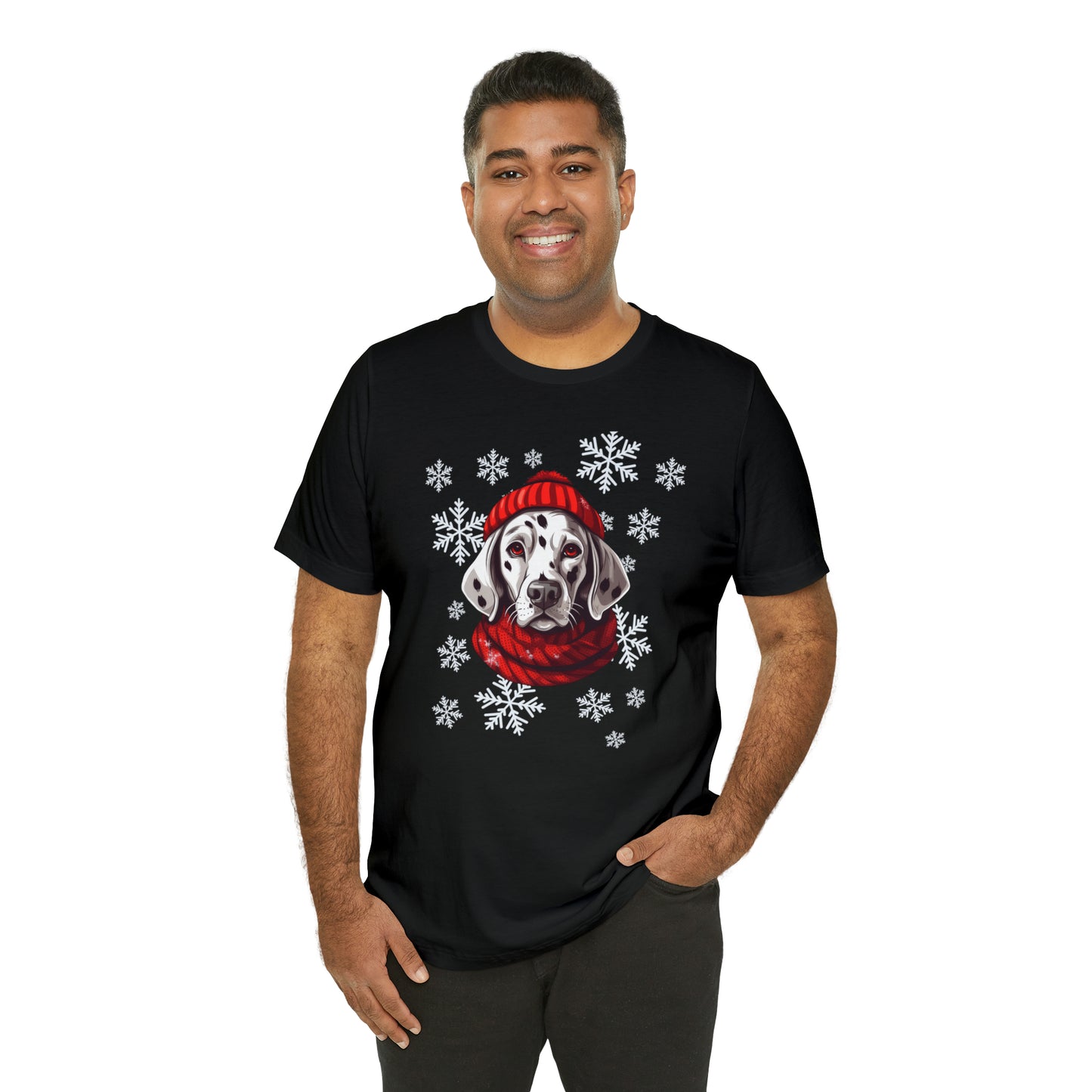 Dalmatian in Hat & Scarf Unisex Jersey Short Sleeve Tee