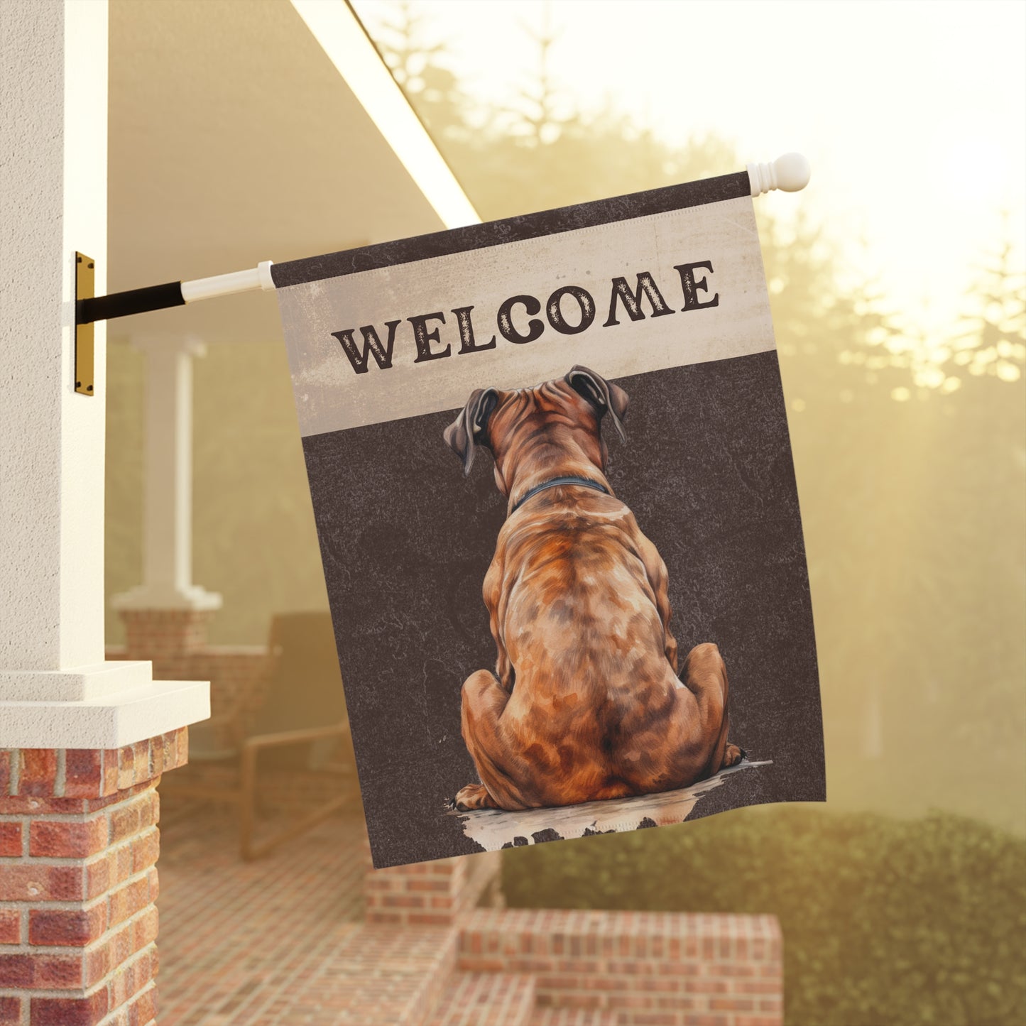 Boxer Welcome 2-Sided Garden & House Flag/Banner