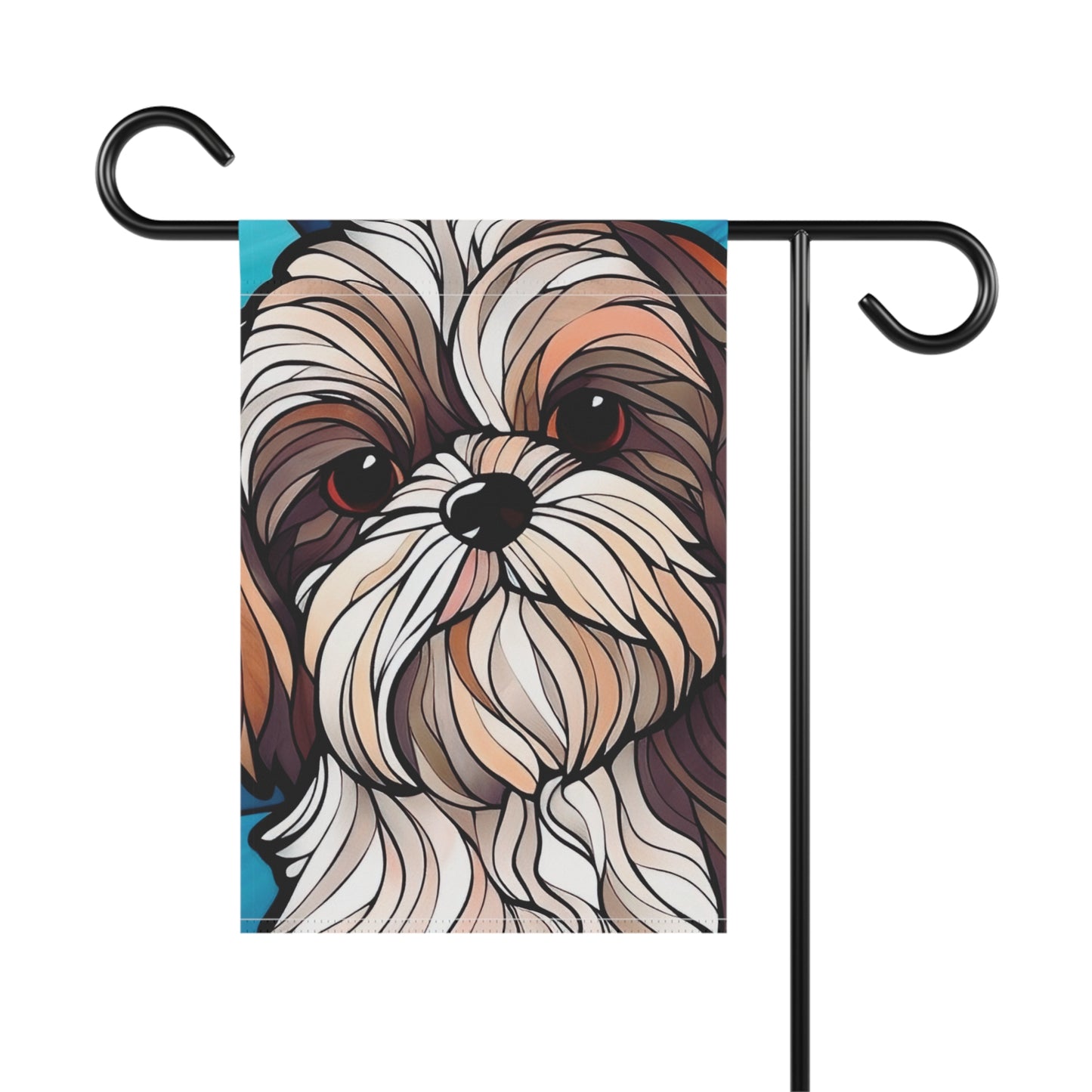 Shih Tzu Face Stained Glass Look 2-Sided Garden & House Flag/Banner