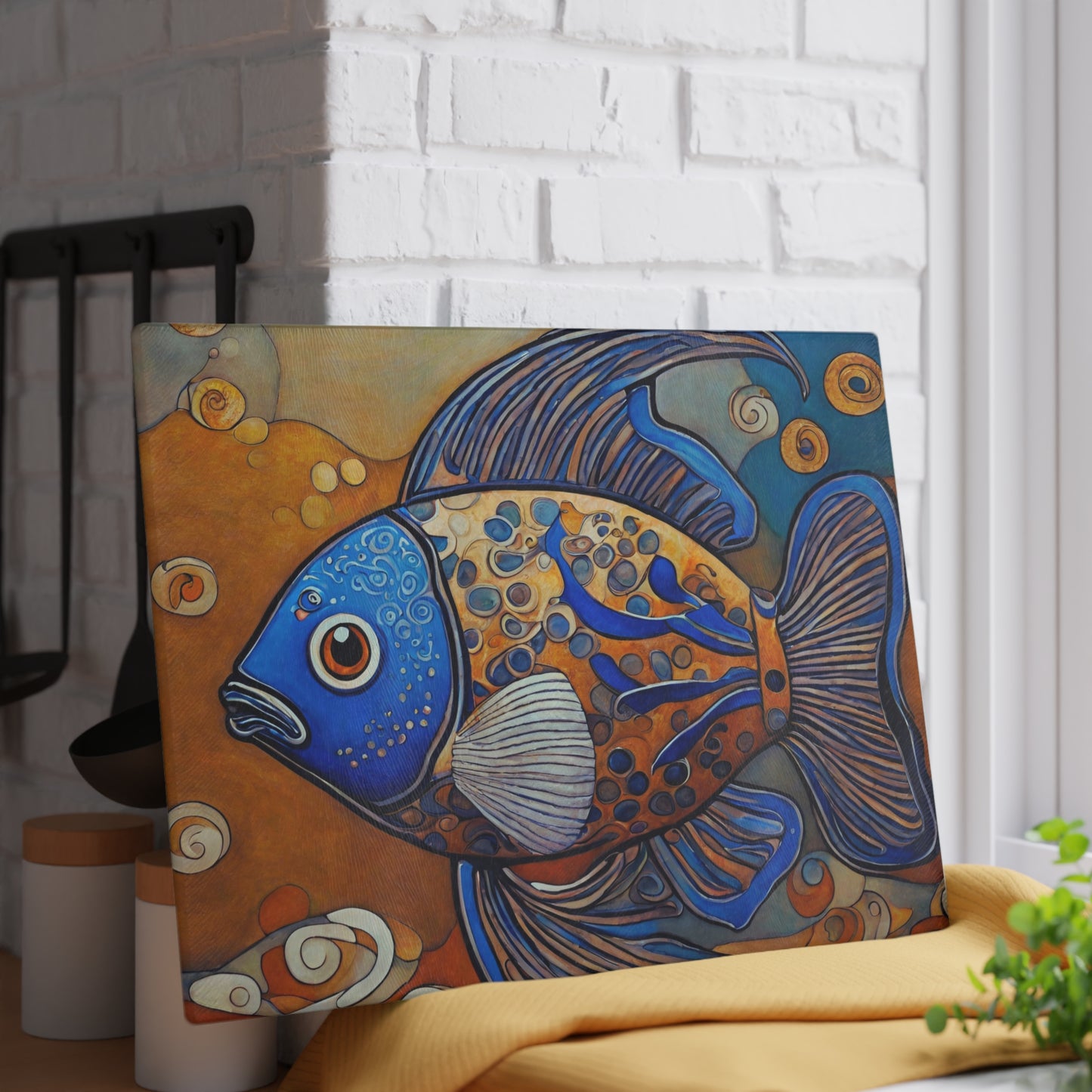 Just Keep Swimming Tempered Glass Cutting Board