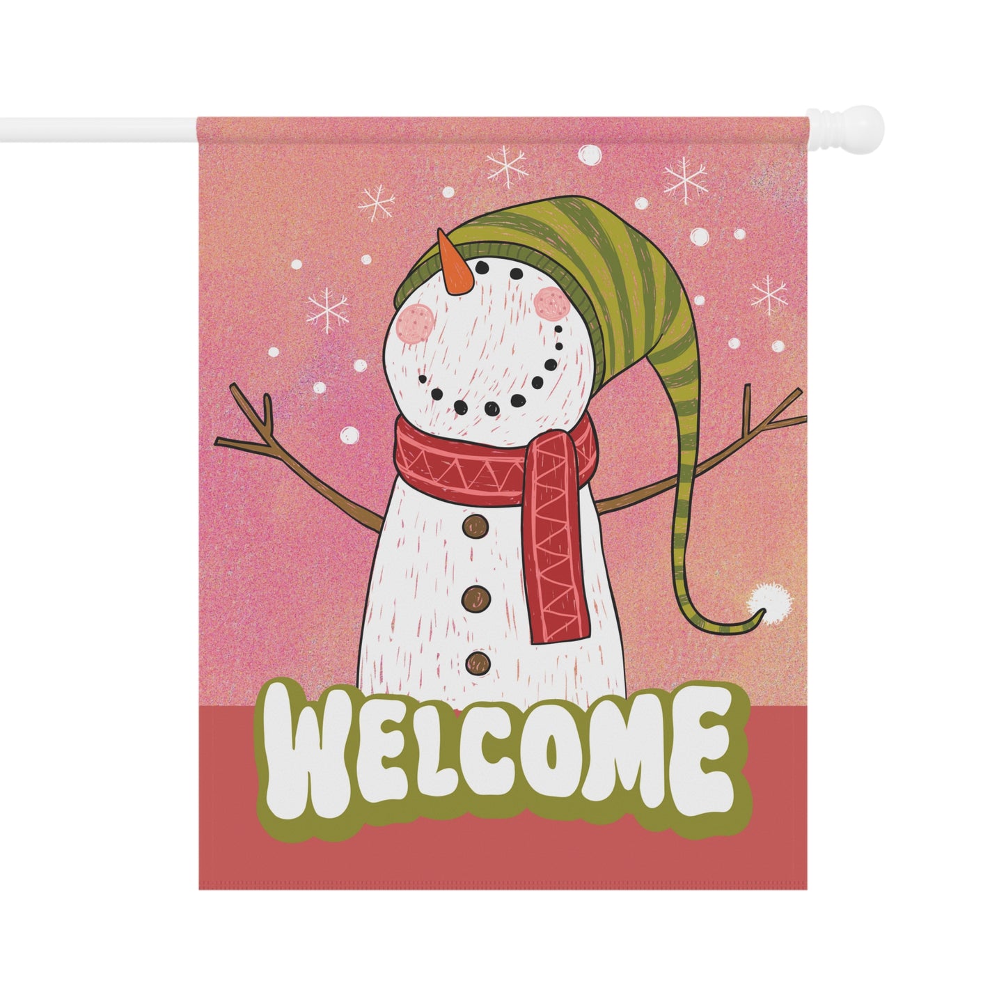 Watercolor Snowman Welcome 2-Sided Garden & House Flag/Banner