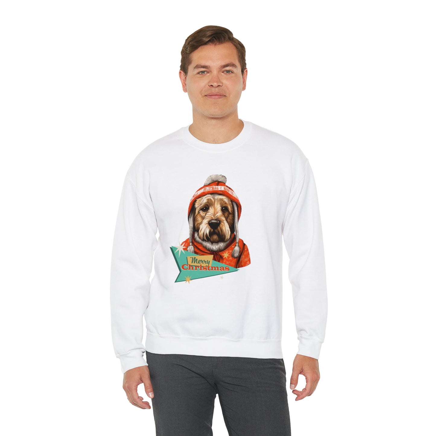 Soft Coated Wheaten Terrier Retro Merry Christmas Unisex Heavy Blend™ Crewneck Sweatshirt