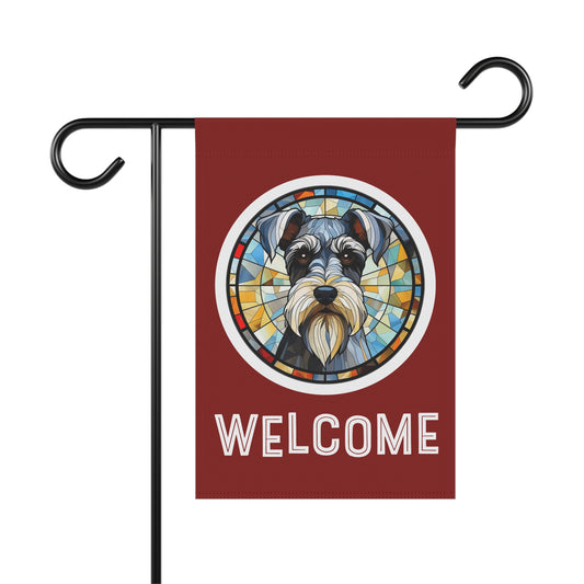 Miniature Schnauzer Welcome 2-Sided Garden & House Flag/Banner