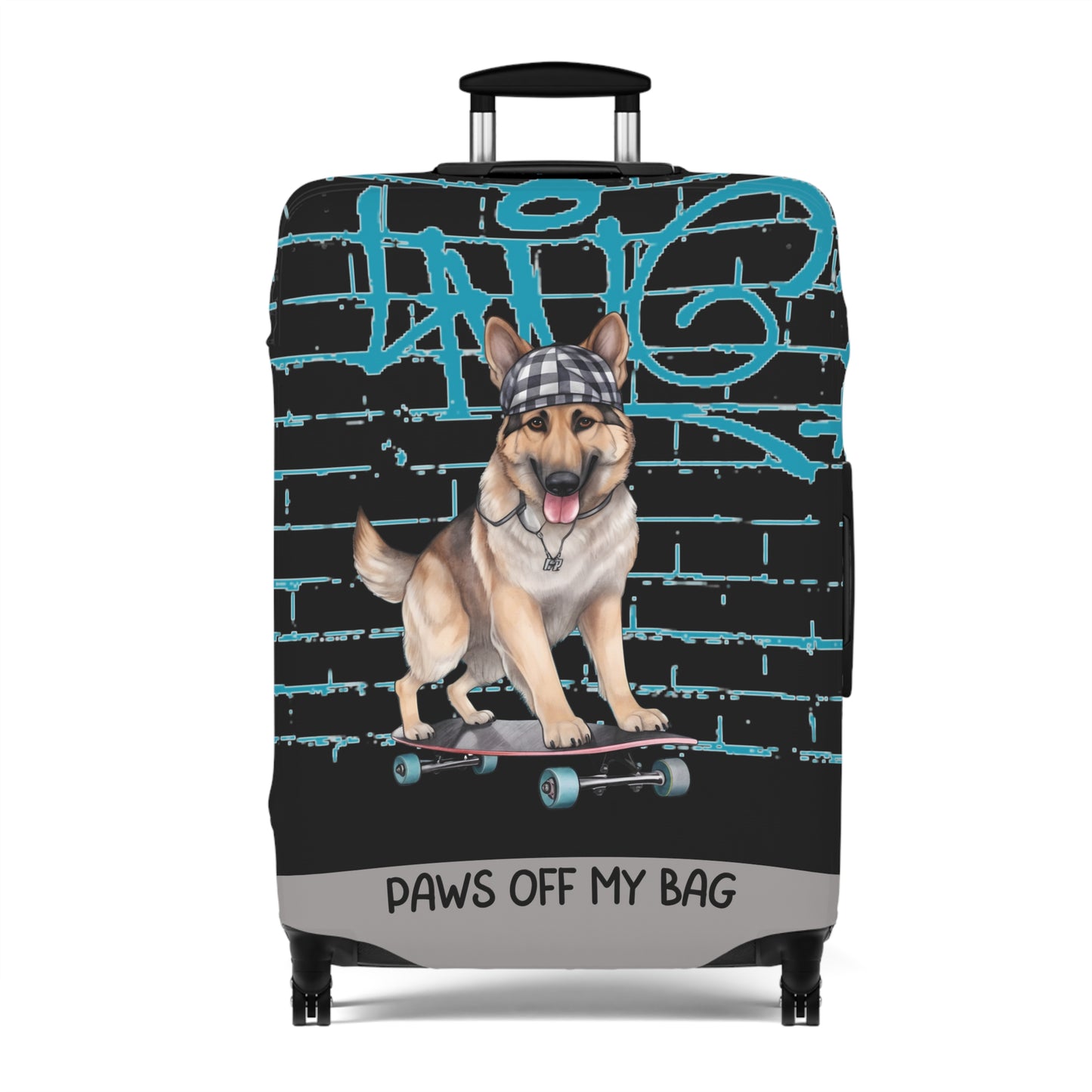 German Shepherd on Skateboard Paws Off My Bag Luggage Cover