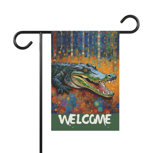 Alligator Welcome 2-Sided Garden & House Flag/Banner