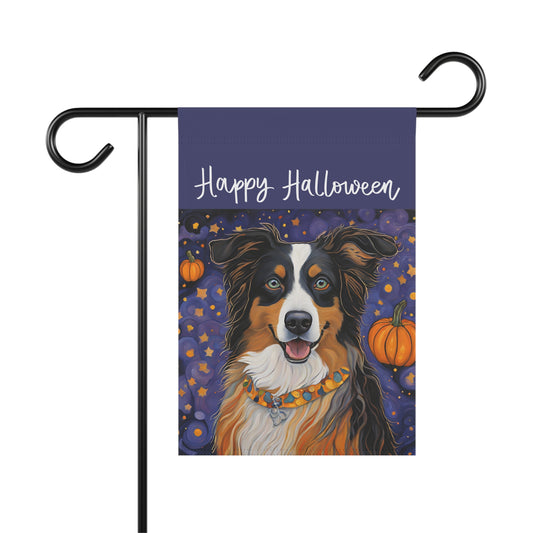 Australian Shepherd Happy Halloween 2-Sided Garden & House Flag/Banner