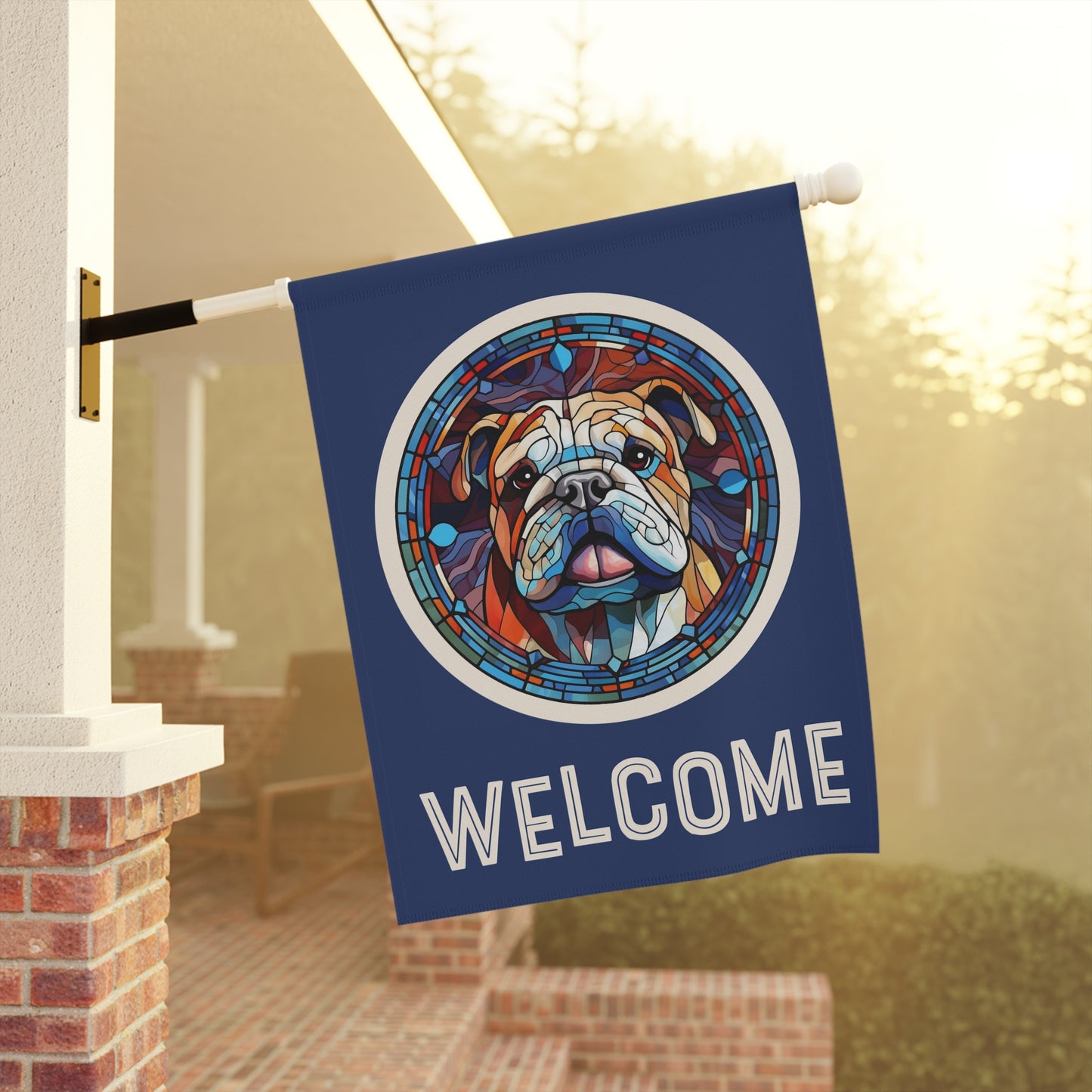 English Bulldog Welcome 2-Sided Garden & House Flag/Banner