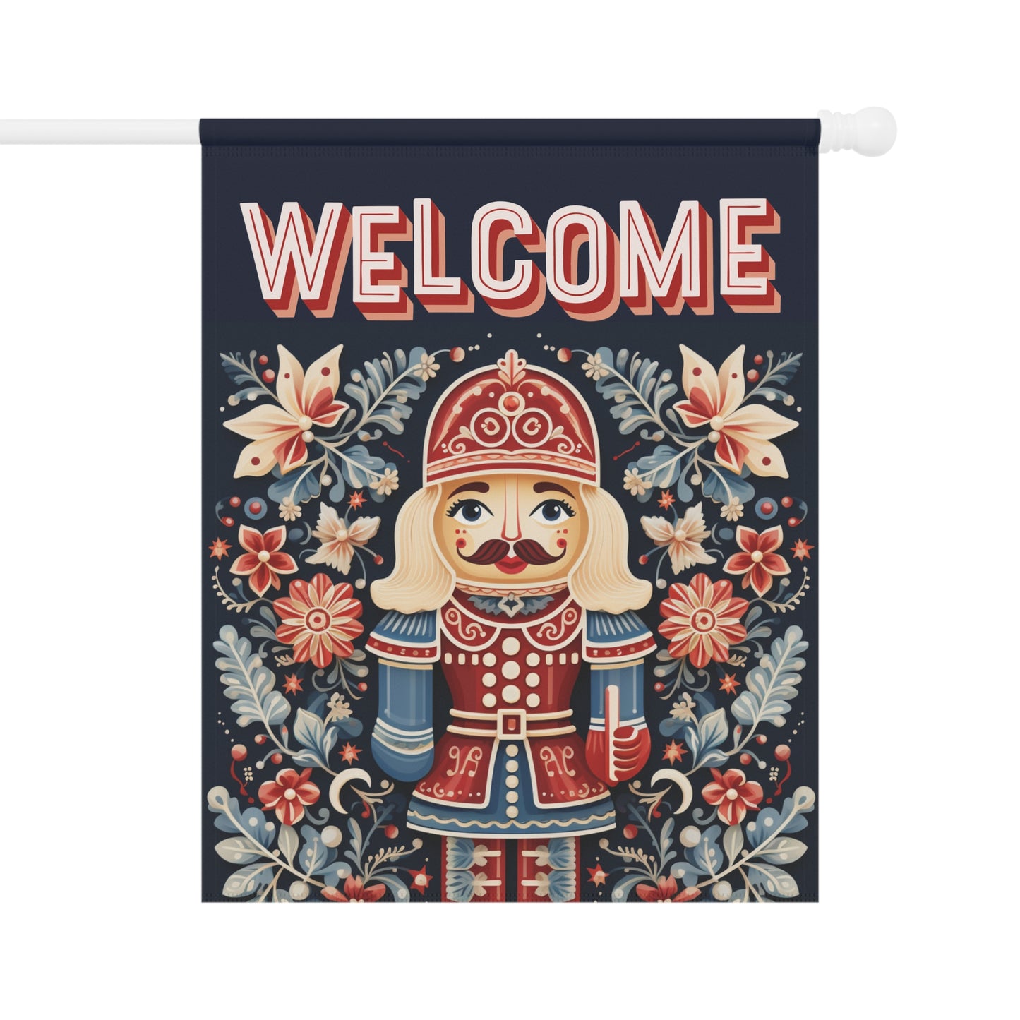 Nordic Nutcracker Welcome 2-Sided Garden & House Flag/Banner