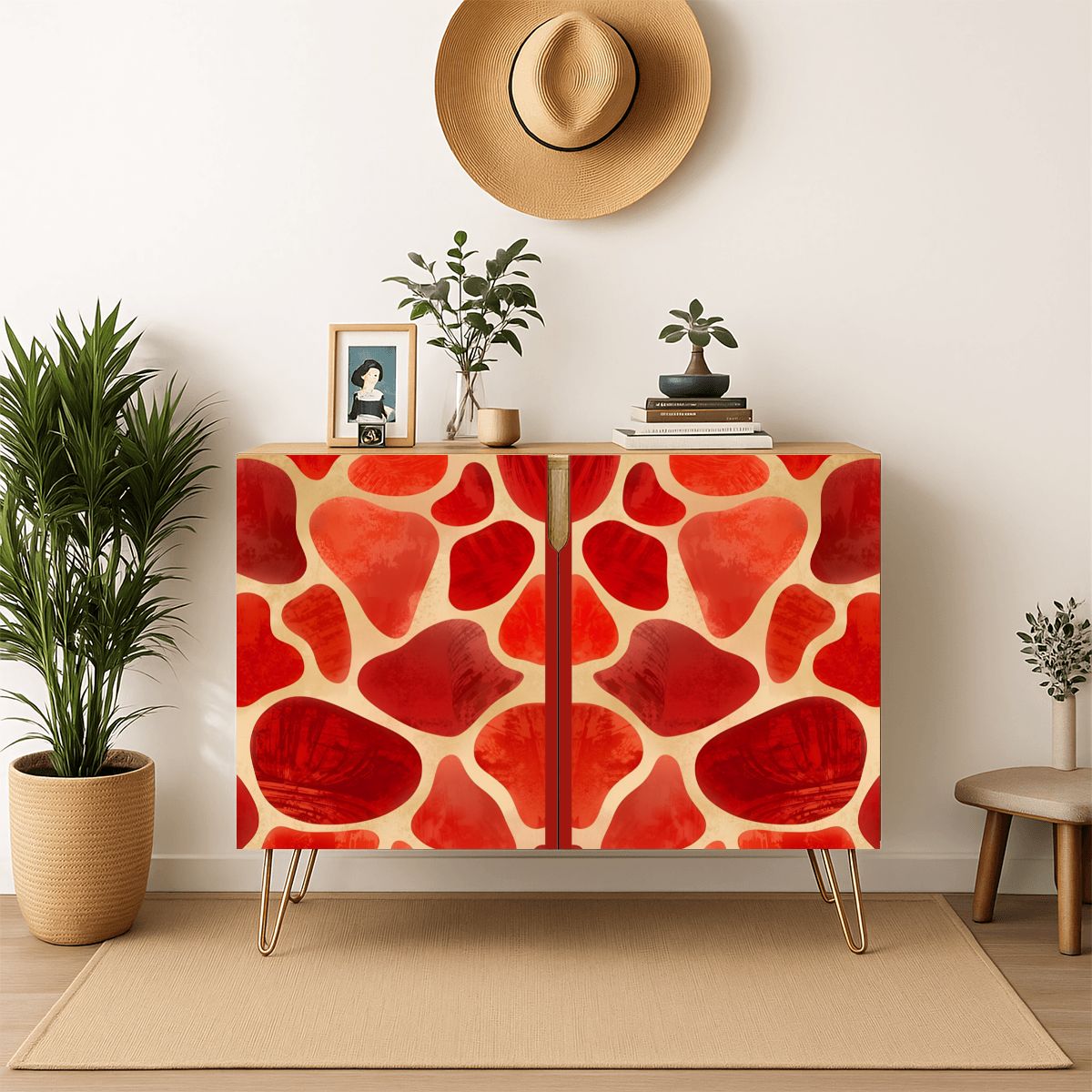 Red Giraffe Wooden Storage Cabinet (Made in USA)