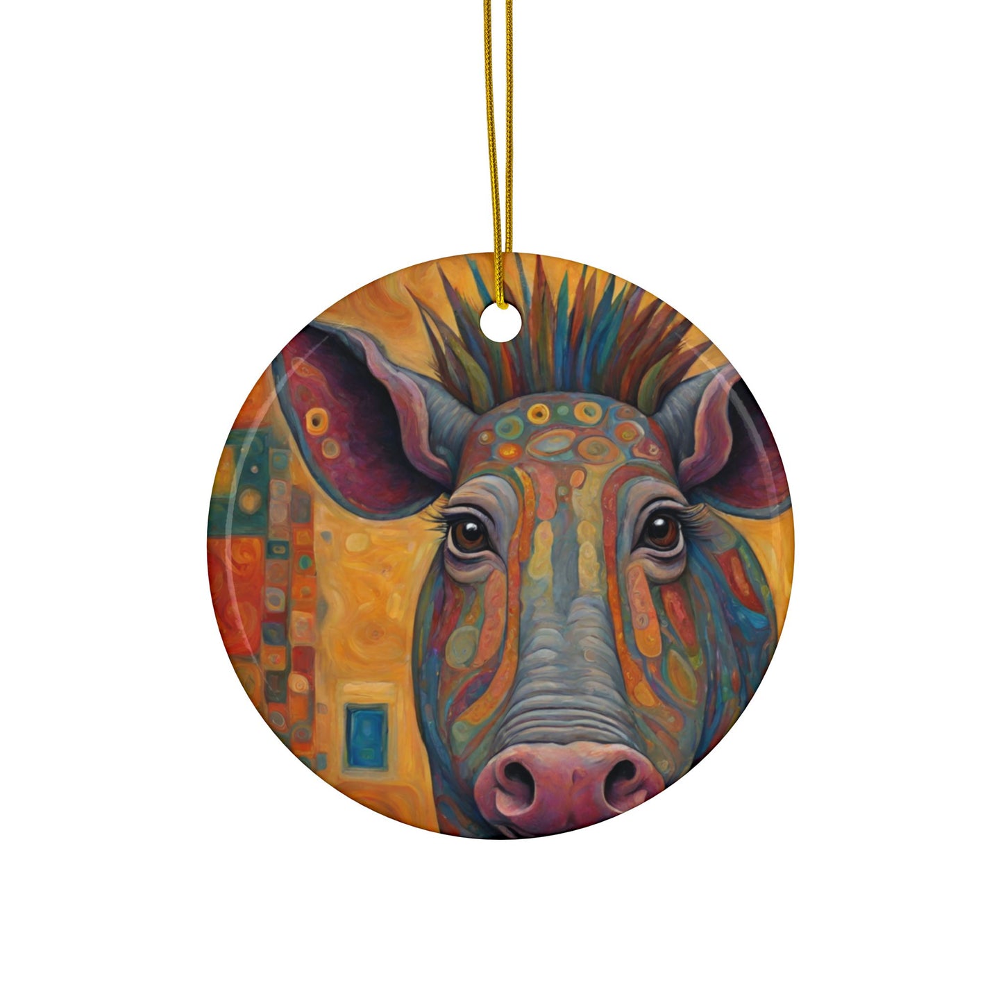 Warthog Wildlife 3" Ceramic Ornaments, 2-Side Print, (1pc, 10pcs)