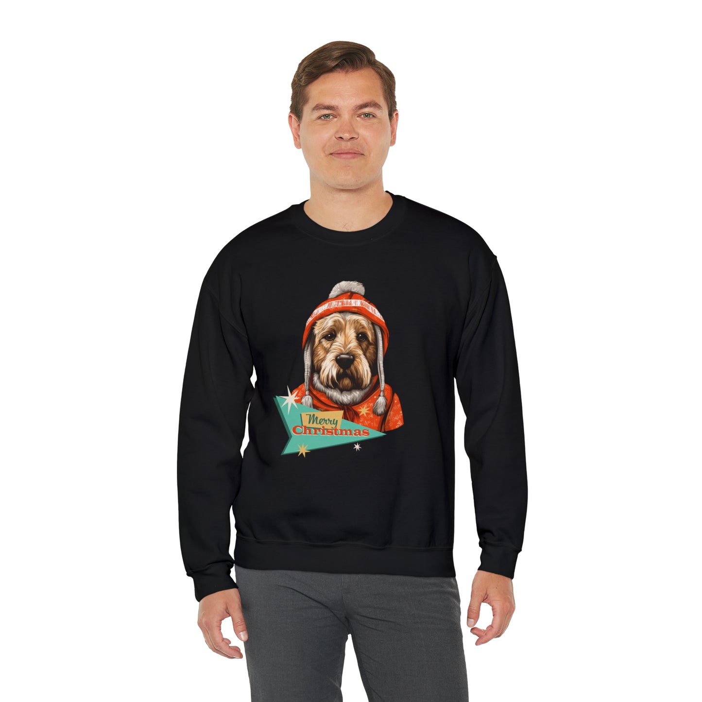 Soft Coated Wheaten Terrier Retro Merry Christmas Unisex Heavy Blend™ Crewneck Sweatshirt