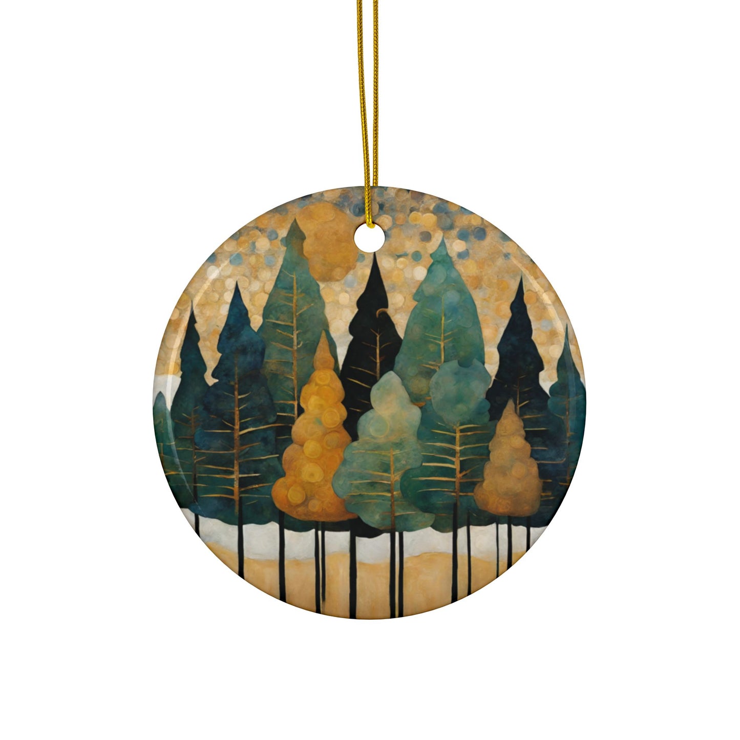 Pine Trees 3" Ceramic Ornaments, 2-Side Print, (1pc, 10pcs)