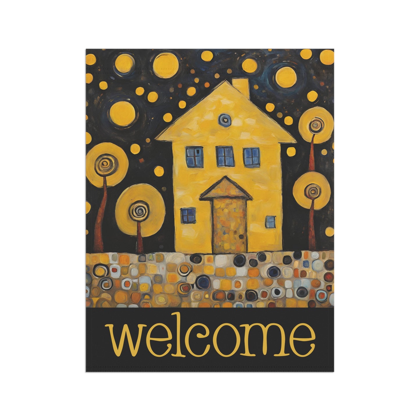 Yellow House Welcome 2-Sided Garden & House Flag/Banner