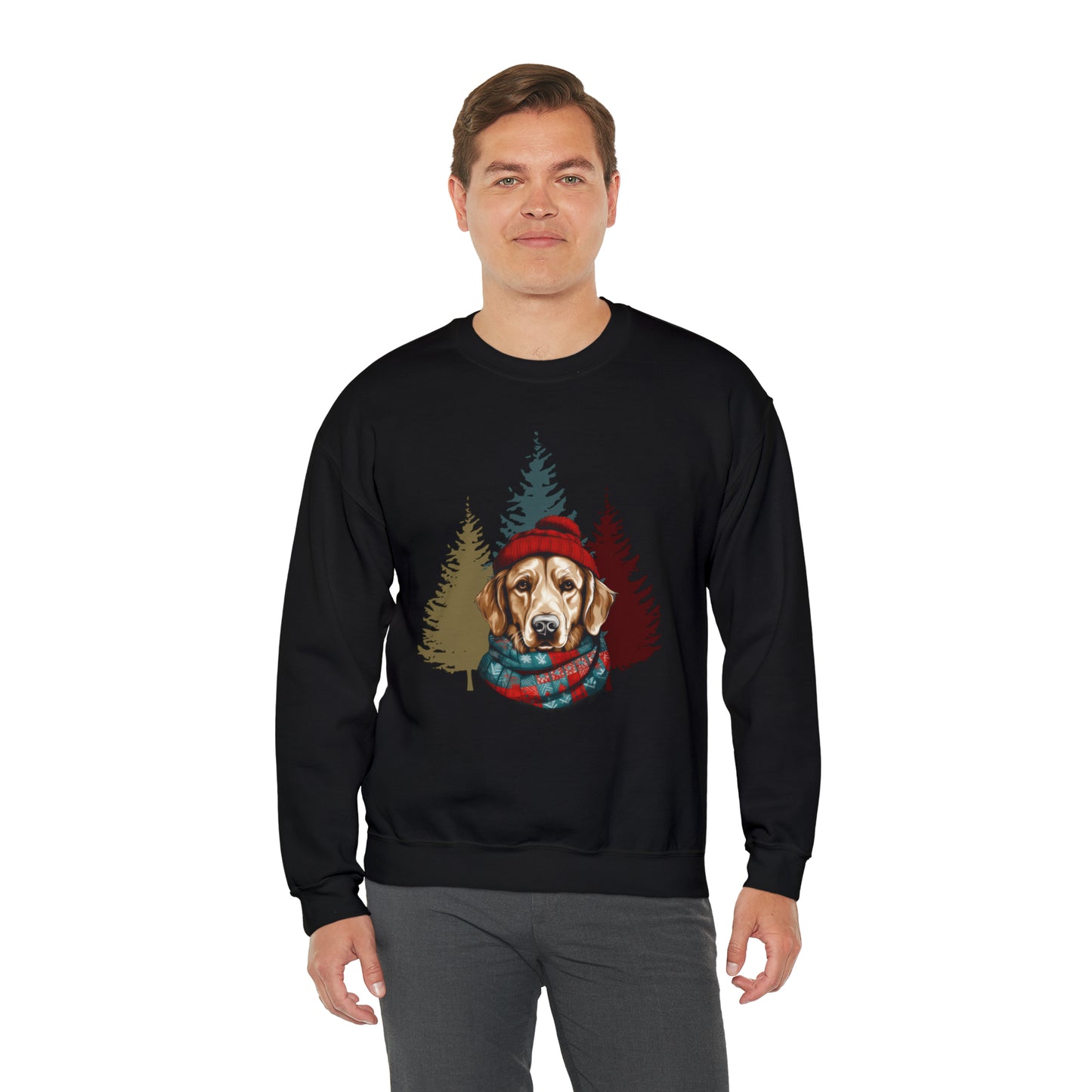 Golden Retriever in Hat & Scarf Unisex Heavy Blend™ Crewneck Sweatshirt