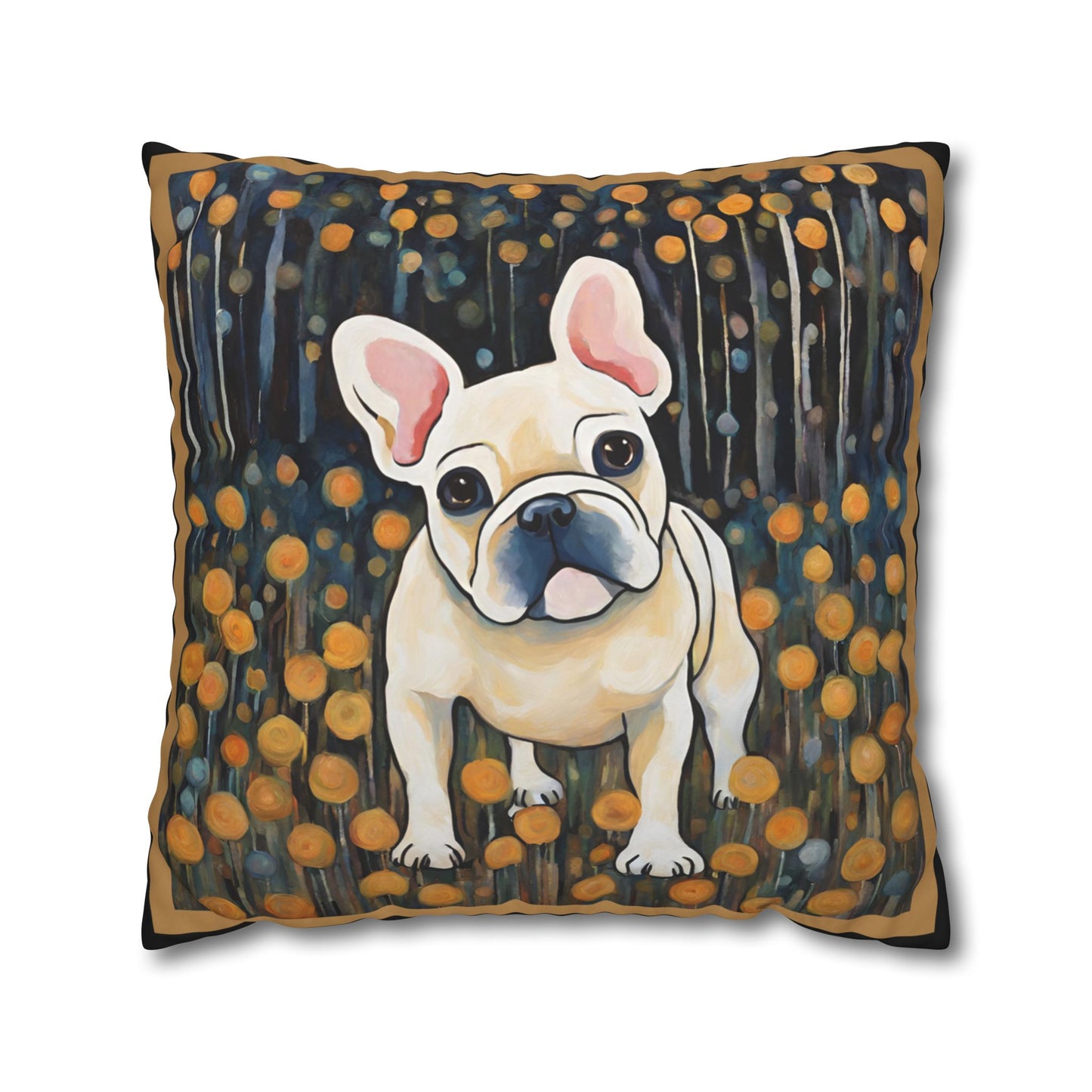 Have a Seat Frenchie Square Poly Canvas Pillowcase