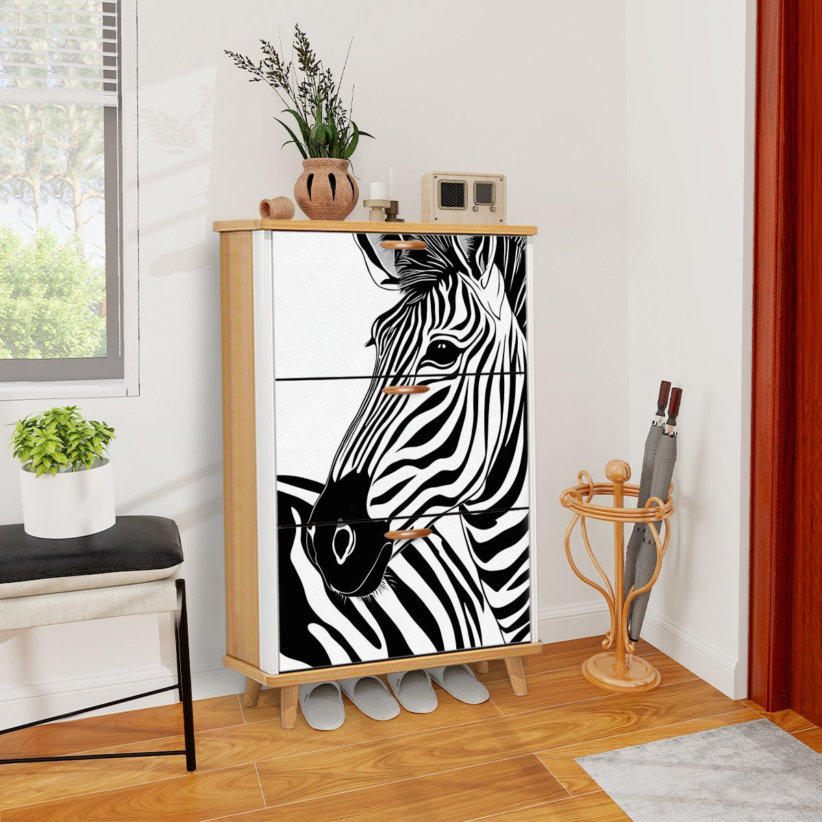 Zebra Shoe Cabinet (Made in USA)