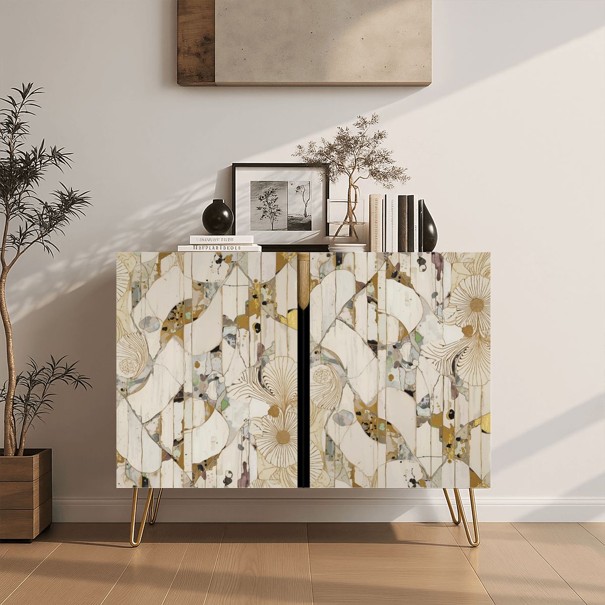 Modern Abstract Wooden Storage Cabinet (Made in USA)