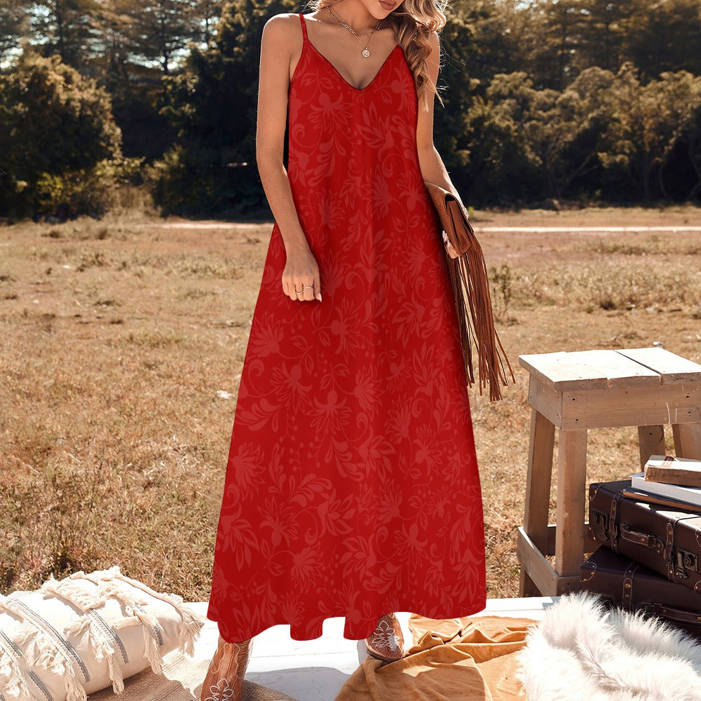 Red Floral Women's Summer Fashion Slip Dress