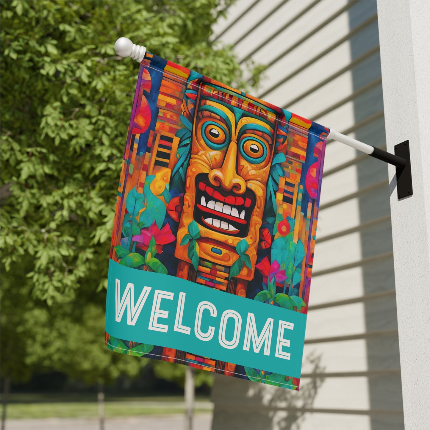 Crazy Tiki Welcome 2-Sided Garden & House Flag/Banner