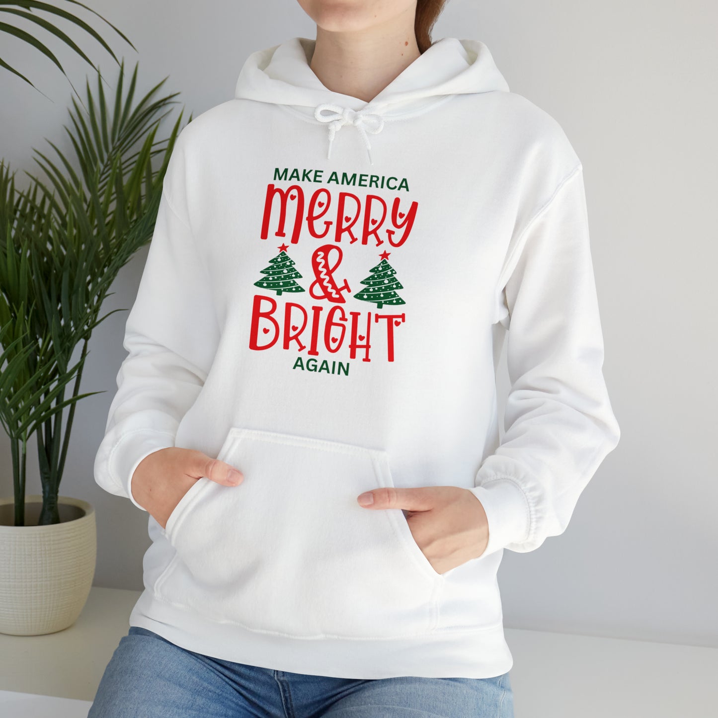 Happy Hearts Make America Merry & Bright Again Unisex Heavy Blend™ Hooded Sweatshirt