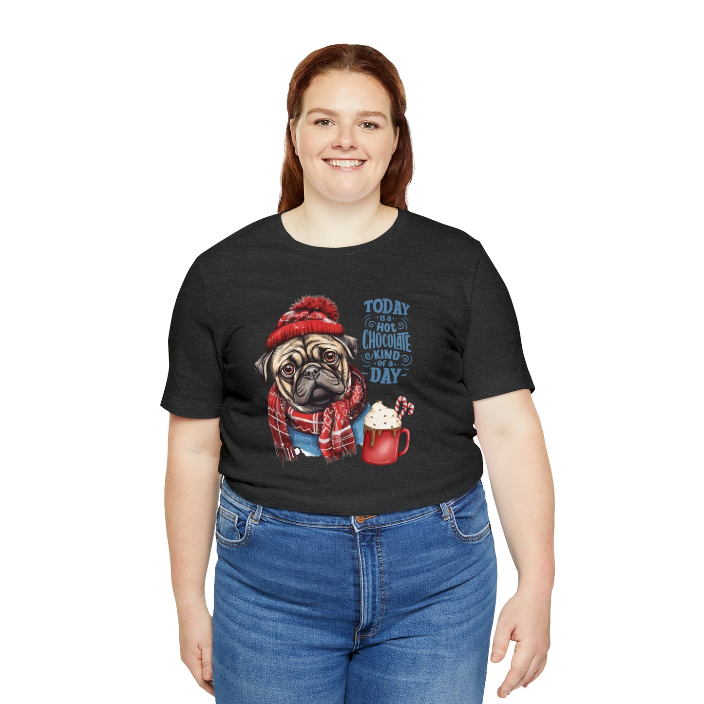 Hot Chocolate Pug Unisex Jersey Short Sleeve Tee