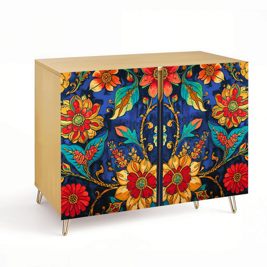 Bold Floral Wooden Storage Cabinet (Made in USA)