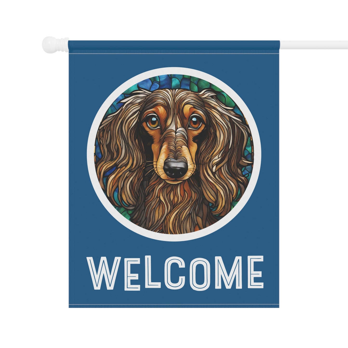 Dachshund (Long Hair) Welcome 2-Sided Garden & House Flag/Banner