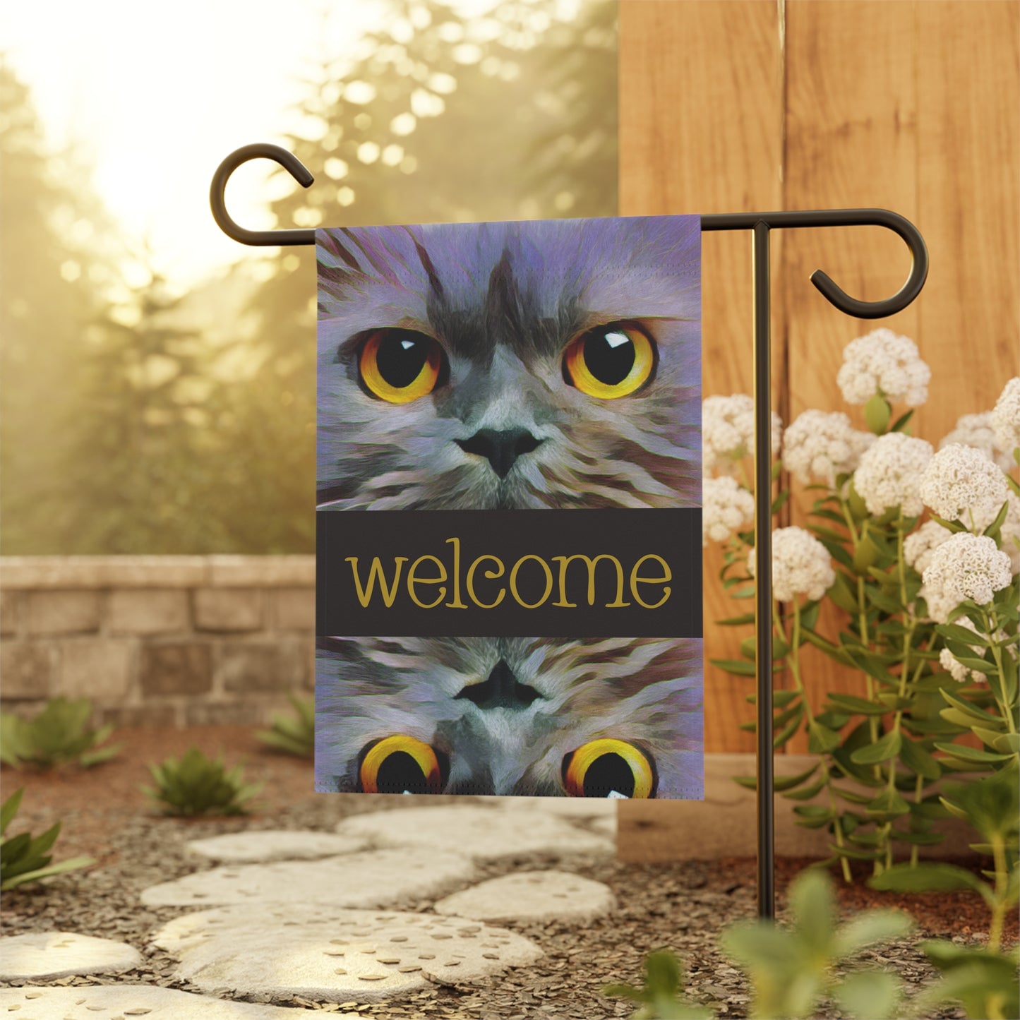 Cat Face Welcome 2-Sided Garden & House Flag/Banner