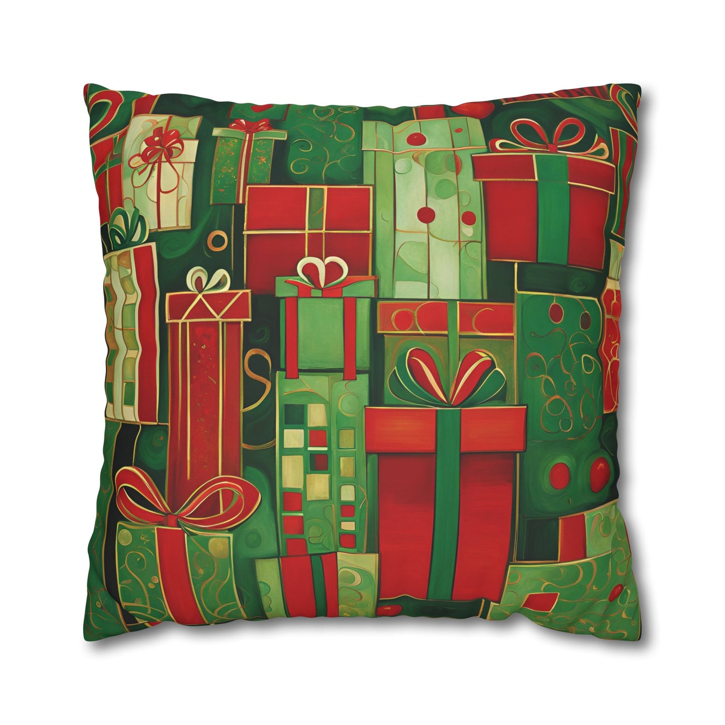 Holiday Gifts Square Poly Canvas Pillowcase